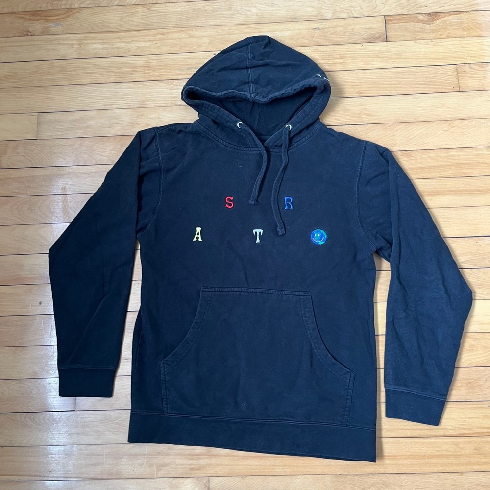 Travis Scott Astroworld Wish You Were Here Hoodie Black Embroidered Mens Medium